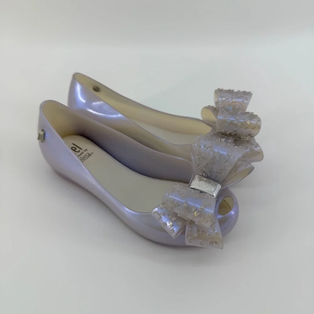Mini Melissa Ultragirl Sweet X Shoes with in Clear Lilac Sparkly Bow